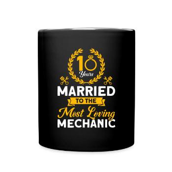 Rose Wedding 10 Years Marriage Gift - Full Colour Mug - black - Front