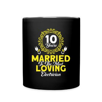 Rose Wedding Most Loving Electrician Gift - Full Colour Mug - black - Front