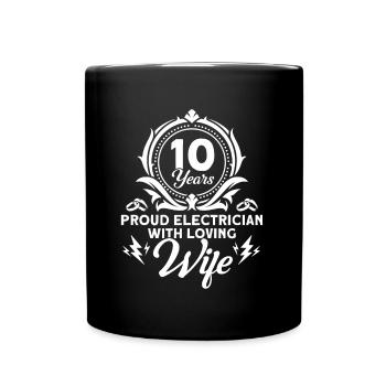 Rose Wedding Electrician with Loving Wife - Full Colour Mug - black - Front