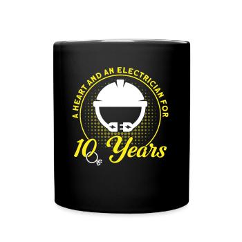 Rose Wedding A Heart and an Electrician Gift - Full Colour Mug - black - Front