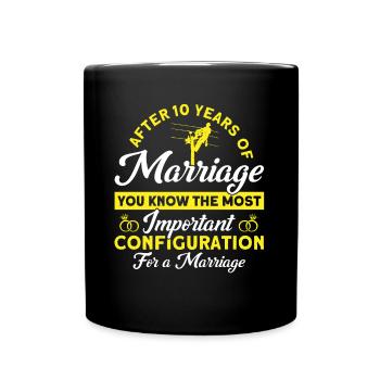 Rose Wedding After 10 Years of Marriage Gift - Full Colour Mug - black - Front
