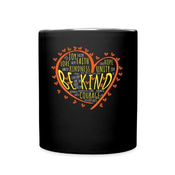 Kind Word Cloud Heart Inclusion Kindness Unity Day - Full Colour Mug - black - Front