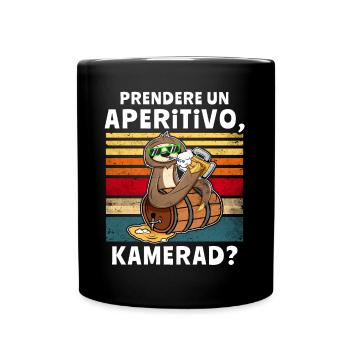 Bier Saufen Faultier Saufsprüche - Tasse einfarbig - Schwarz - Vorne