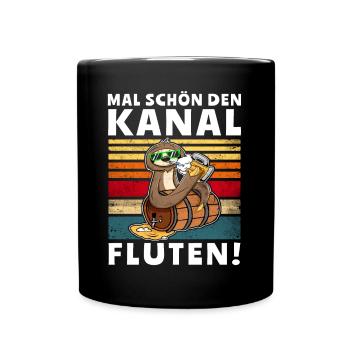Bier Saufen Faultier Saufsprüche - Tasse einfarbig - Schwarz - Vorne