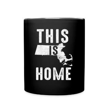 Map America US State Flag This Home Massachusetts - Full Colour Mug - black - Front
