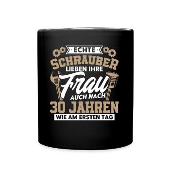 Perlenhochzeit Ehepaar 30. Hochzeitstag Geschenk - Tasse einfarbig - Schwarz - Vorne