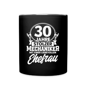 Perlenhochzeit Ehepaar 30. Hochzeitstag Geschenk - Tasse einfarbig - Schwarz - Vorne