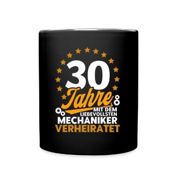 Perlenhochzeit Ehepaar 30. Hochzeitstag Geschenk - Tasse einfarbig - Schwarz - Vorne