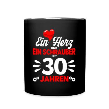 Perlenhochzeit Ehepaar 30. Hochzeitstag Geschenk - Tasse einfarbig - Schwarz - Vorne