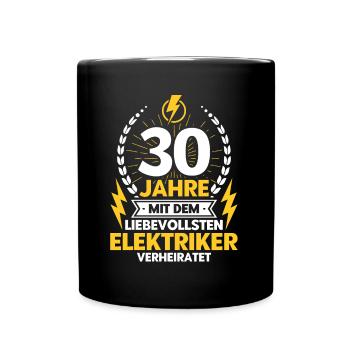 Perlenhochzeit Ehepaar 30. Hochzeitstag Geschenk - Tasse einfarbig - Schwarz - Vorne