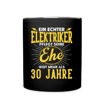 Perlenhochzeit Ehepaar 30. Hochzeitstag Geschenk - Tasse einfarbig - Schwarz - Vorne