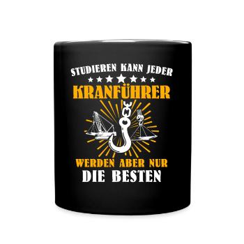Kranführer Kran Bauarbeiter Kranfahrer - Tasse einfarbig - Schwarz - Vorne