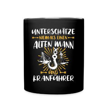 Kranführer Männer Bauarbeiter Kranfahrer - Tasse einfarbig - Schwarz - Vorne