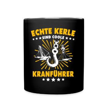 Kranführer Kran Bauarbeiter Kranfahrer - Tasse einfarbig - Schwarz - Vorne