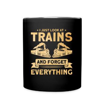 Modellbahn Zug Lokomotiven Geschenk - Tasse einfarbig - Schwarz - Vorne