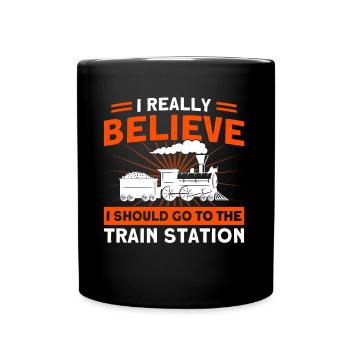 Modellbahn Zug Lokomotiven Geschenk - Tasse einfarbig - Schwarz - Vorne