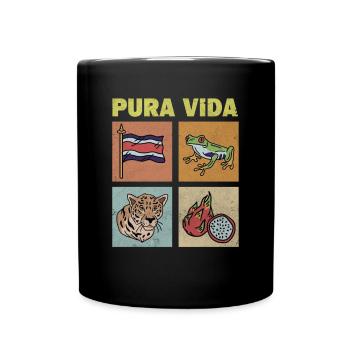Pura Vida Costa Rica FlagTropical Frog - Mug uni - noir - Devant
