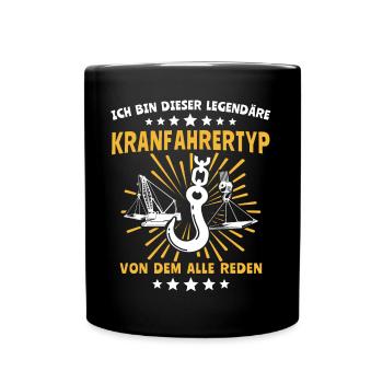 Kranführer Kranhaken Kranfahrer - Tasse einfarbig - Schwarz - Vorne