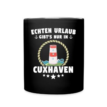 Cuxhaven Souvenir Cuxhavener Nordsee - Tasse einfarbig - Schwarz - Vorne