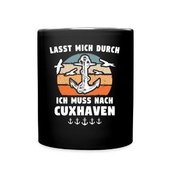 Cuxhaven Souvenir Cuxhavener Nordsee - Tasse einfarbig - Schwarz - Vorne