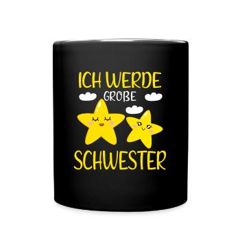 Bald Große Schwester Idee Sternchen Schwestern - Tasse einfarbig - Schwarz - Vorne