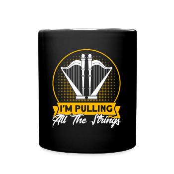 Harfenist Ich ziehe alle Saiten Geschenk - Tasse einfarbig - Schwarz - Vorne