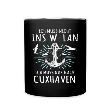 Cuxhaven Souvenir Cuxhavener Nordsee - Tasse einfarbig - Schwarz - Vorne