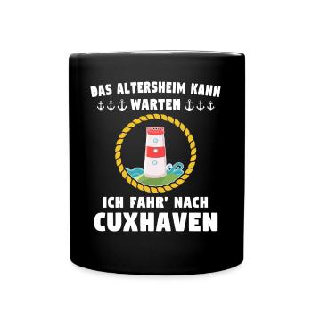 Cuxhaven Souvenir Cuxhavener Nordsee - Tasse einfarbig - Schwarz - Vorne