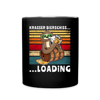 Bier Bierschiss Faultier Saufsprüche - Tasse einfarbig - Schwarz - Vorne