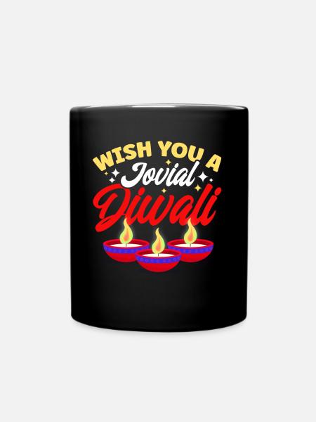 Diwali Hindus Sikh Festival of Lights Gift - Full Colour Mug - black