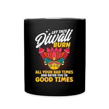 Diwali Hindus Sikh Fest der Lichter Geschenk - Tasse einfarbig - Schwarz - Vorne
