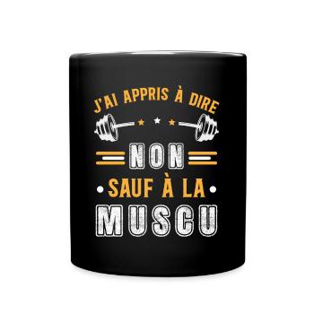 Musculation Sport. Citation Sportif Drôle Workout - Mug uni - noir - Devant
