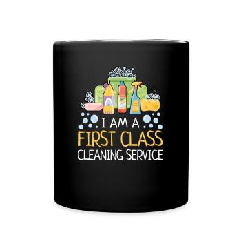 First class cleaning service cleaning lady cleaner - Full Colour Mug - black - Front