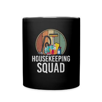 Housekeeping Squad Vintage Housekeeper Cleaner - Full Colour Mug - black - Front
