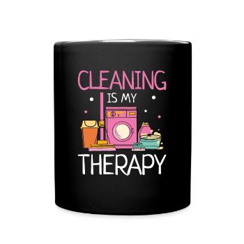 Cleaning My Therapy Cleaner Domestic Help - Full Colour Mug - black - Front
