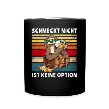 Bier Trinken Faultier Trinksprüche - Tasse einfarbig - Schwarz - Vorne