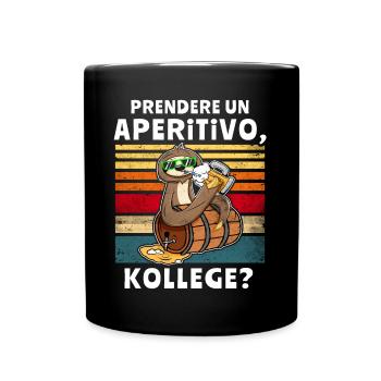 Bier Trinken Faultier Trinksprüche - Tasse einfarbig - Schwarz - Vorne