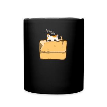 Introvertiertes Katzendesign für introvertierte - Tasse einfarbig - Schwarz - Vorne