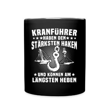 Kranführer Kran Kranfahrer Kranhaken - Tasse einfarbig - Schwarz - Vorne