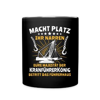 Kranführer Kran Kranfahrer Kranhaken - Tasse einfarbig - Schwarz - Vorne
