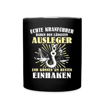 Kranführer Kran Kranfahrer - Tasse einfarbig - Schwarz - Vorne