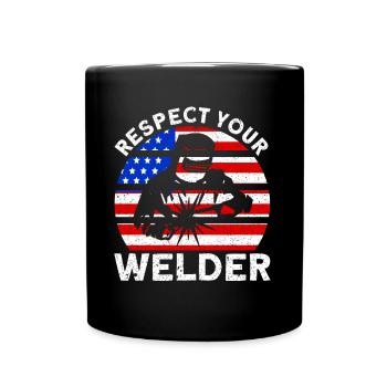 Soudeur SOUDEUR USA Cadeau patriotique - Mug uni - noir - Devant