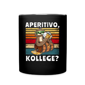 Bier Faultier Trinksprüche - Tasse einfarbig - Schwarz - Vorne