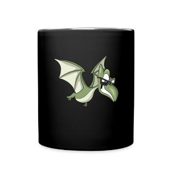 Pterodactyl Pterosaur Cartoon Dinosaur - Full Colour Mug - black - Front