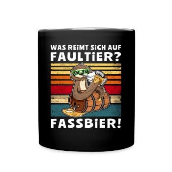 Bier Faultier Trinksprüche - Tasse einfarbig - Schwarz - Vorne