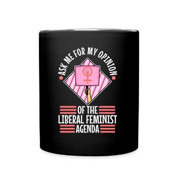Posez-moi des questions sur mon programme féministe libéral - Mug uni - noir - Devant