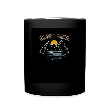 Montana Mountains Design für stolze Montaner - Tasse einfarbig - Schwarz - Vorne
