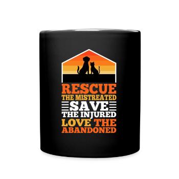 Rescue the mistreated - Full Colour Mug - black - Front