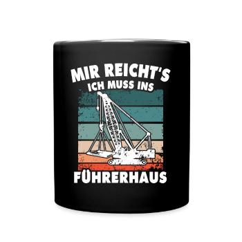 Kranführer Kranfahrer Kran - Tasse einfarbig - Schwarz - Vorne