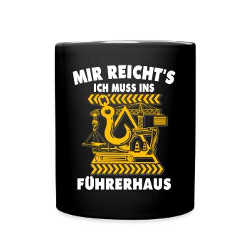 Kranführer Kranfahrer Kran - Tasse einfarbig - Schwarz - Vorne